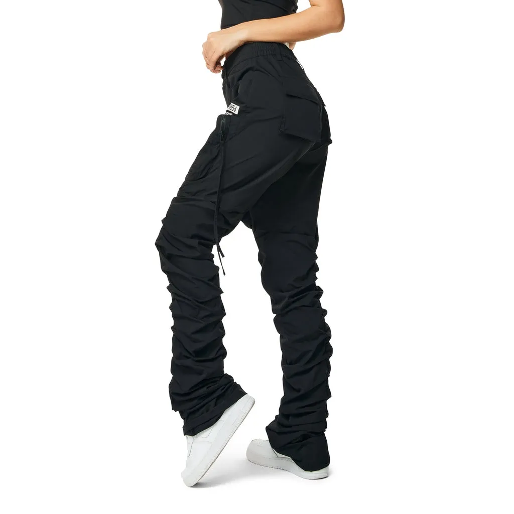 High Rise Utility Stacked Pants - Black