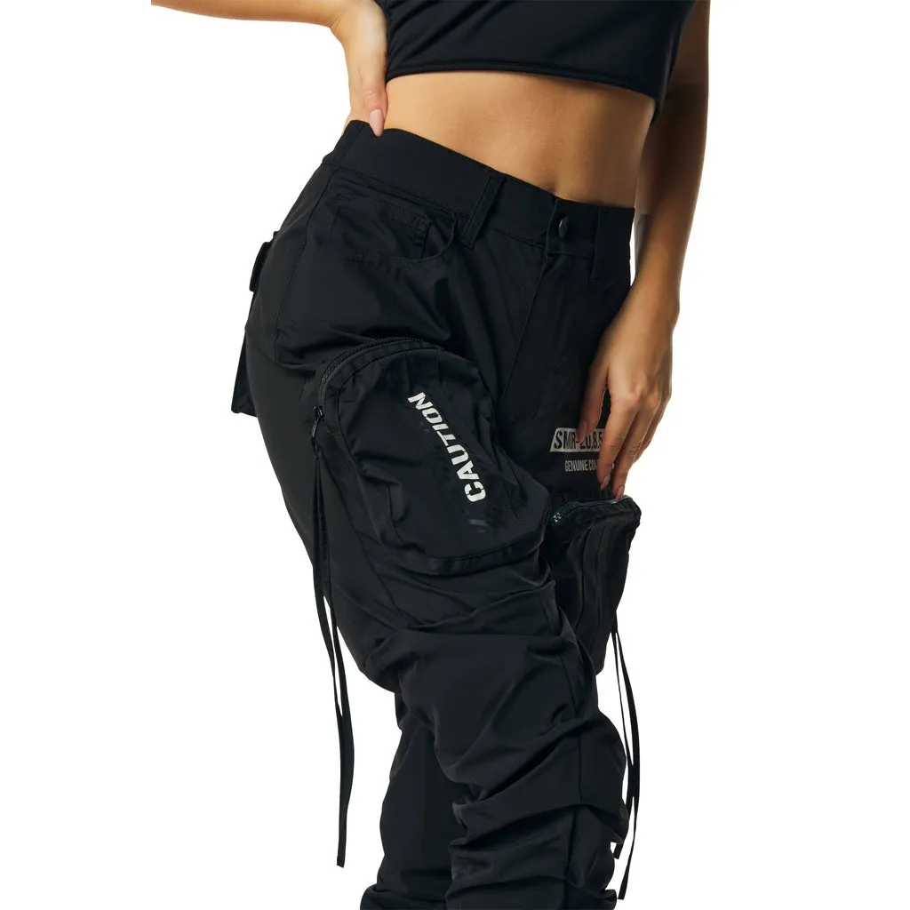 High Rise Utility Stacked Pants - Black