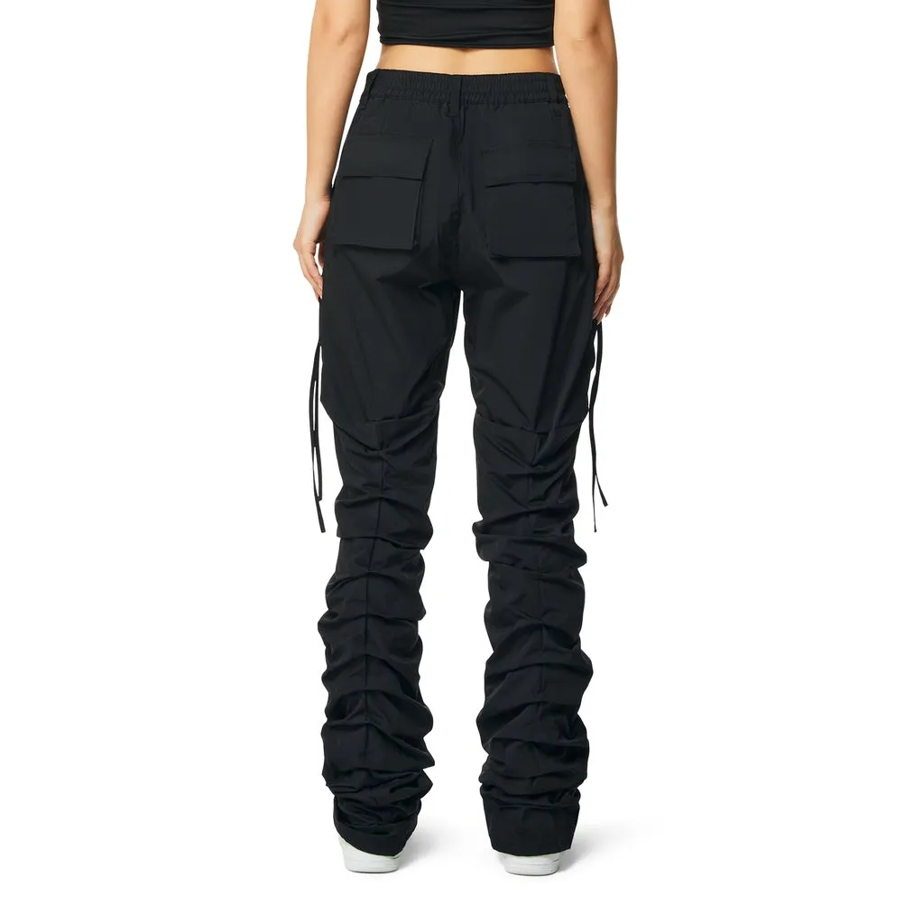 High Rise Utility Stacked Pants - Black