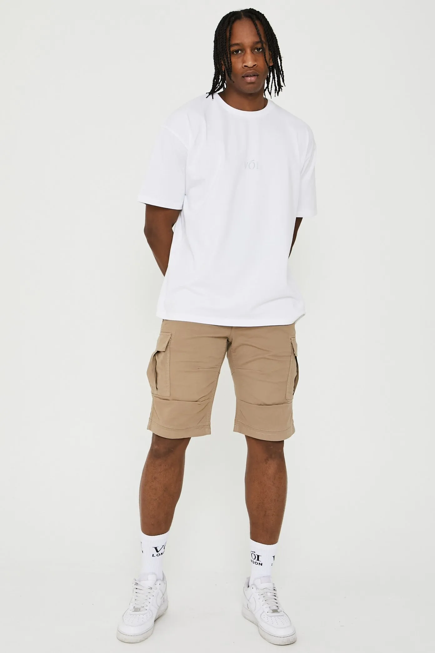 Langford Cargo Cotton Shorts - Beige