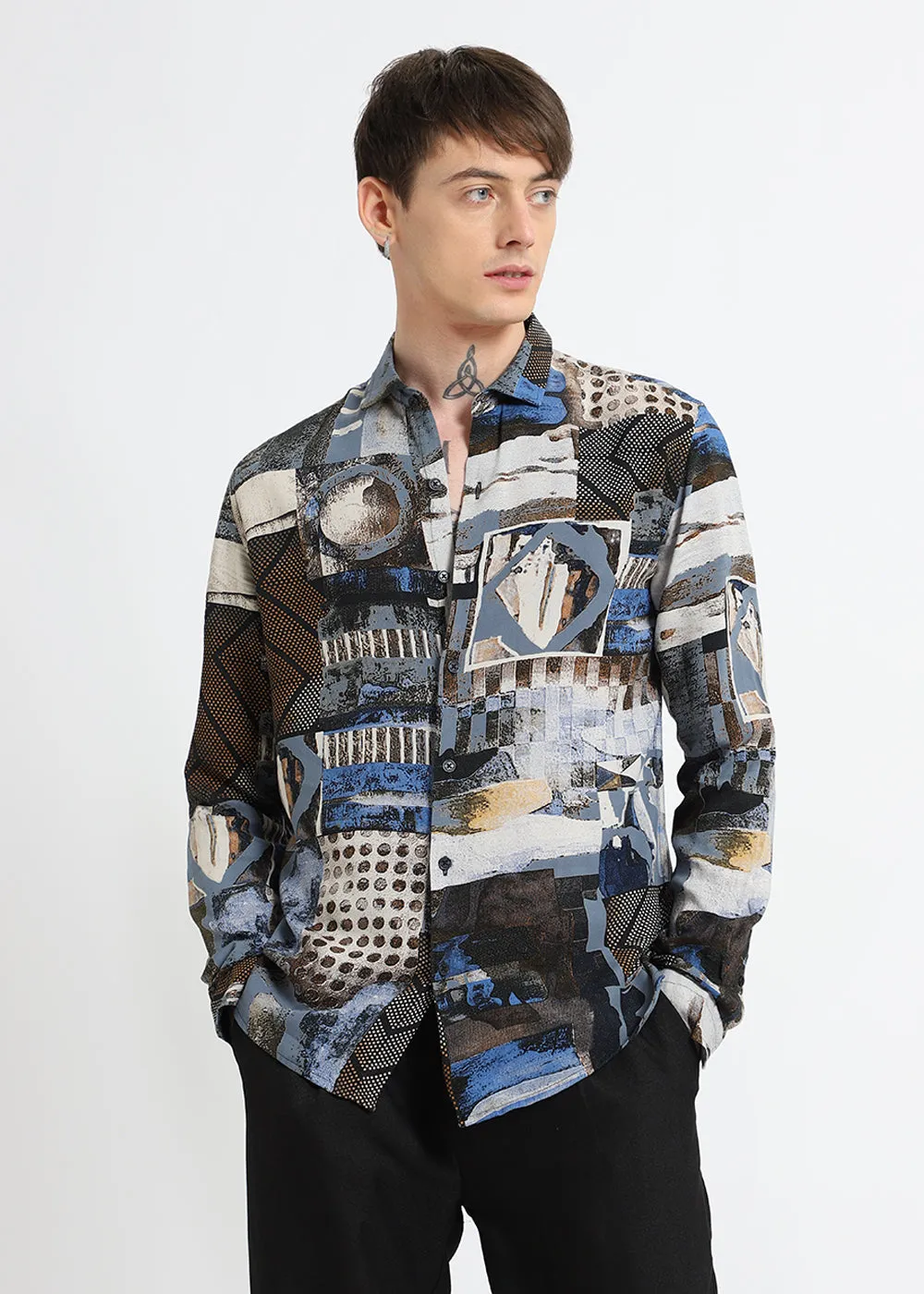 Lattice Azure Feather shirt
