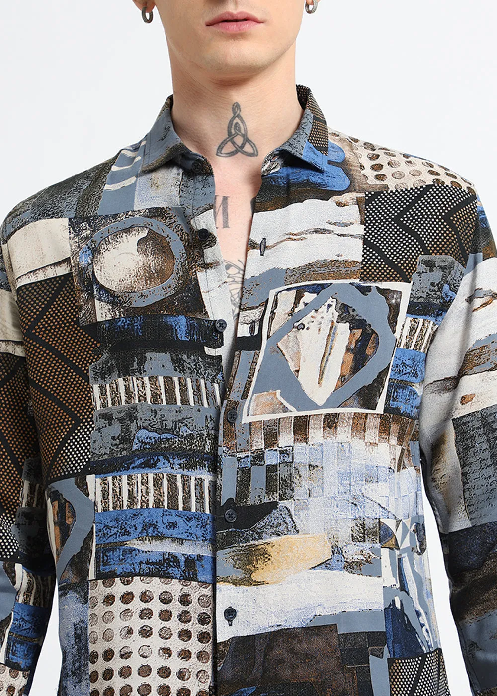 Lattice Azure Feather shirt