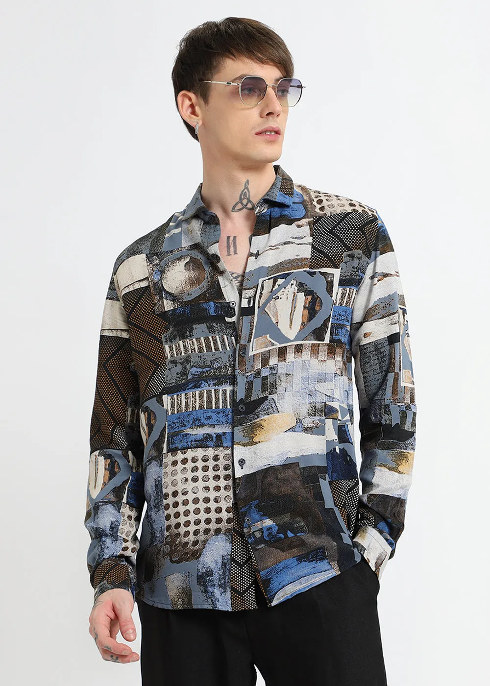 Lattice Azure Feather shirt