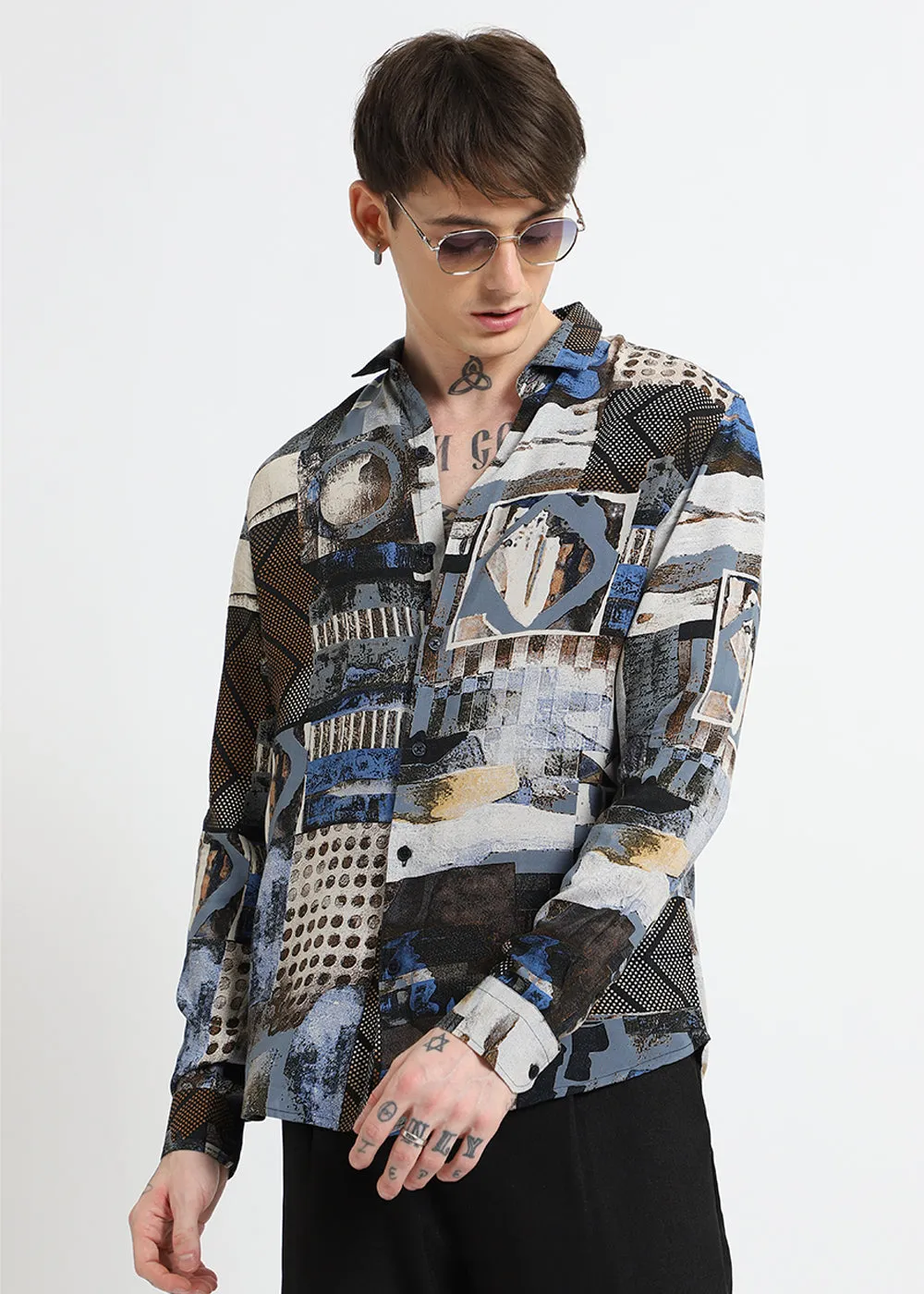Lattice Azure Feather shirt