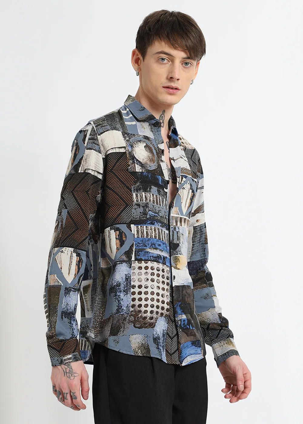 Lattice Azure Feather shirt