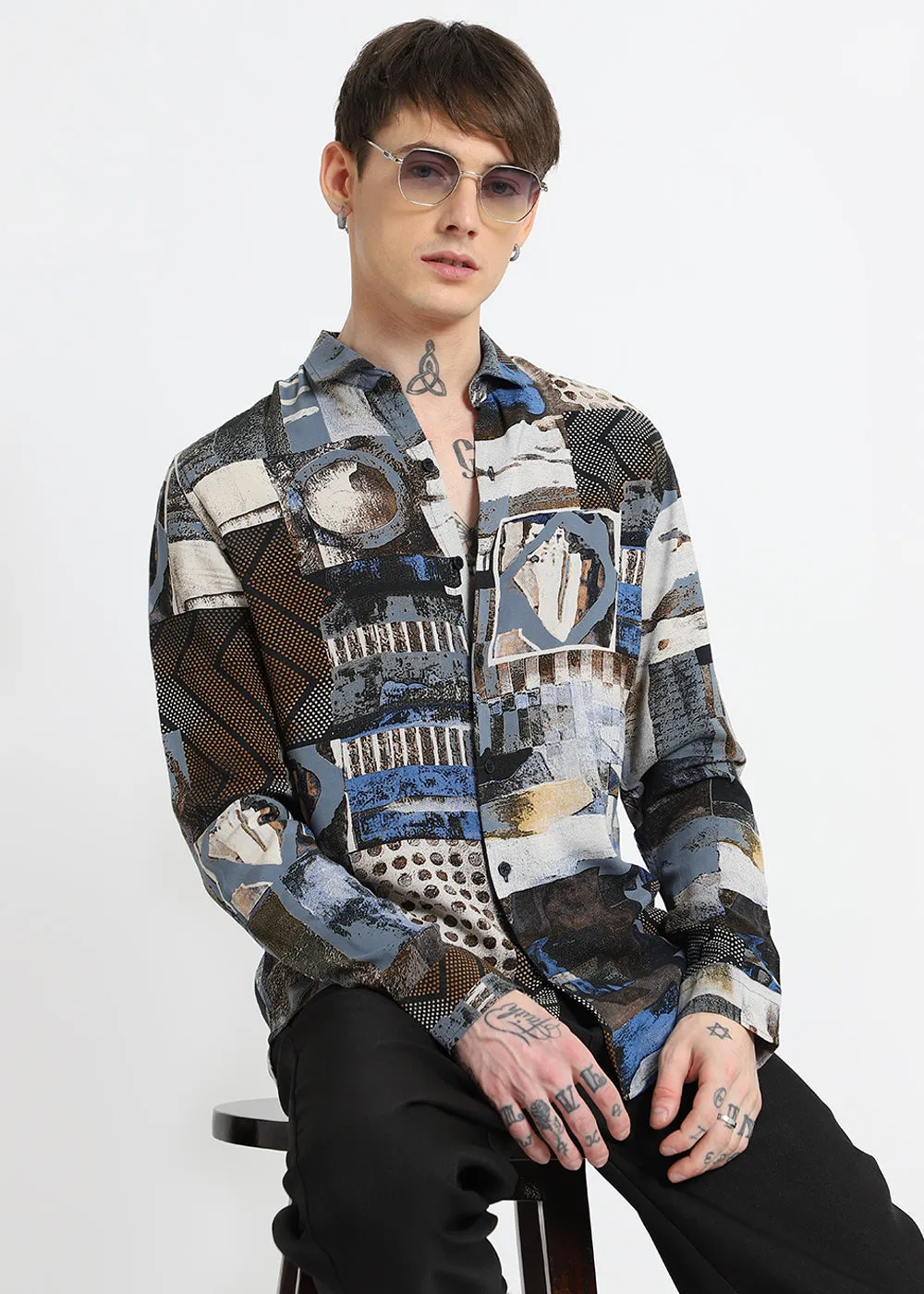 Lattice Azure Feather shirt