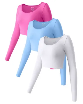 Long Sleeve Round Neck  Crop Tops