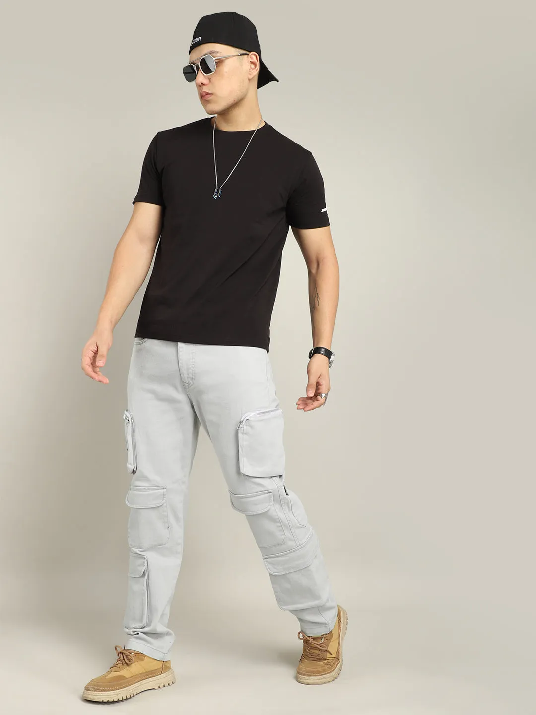 Lucas Multipocket Ash Grey Cotton Drill Cargo