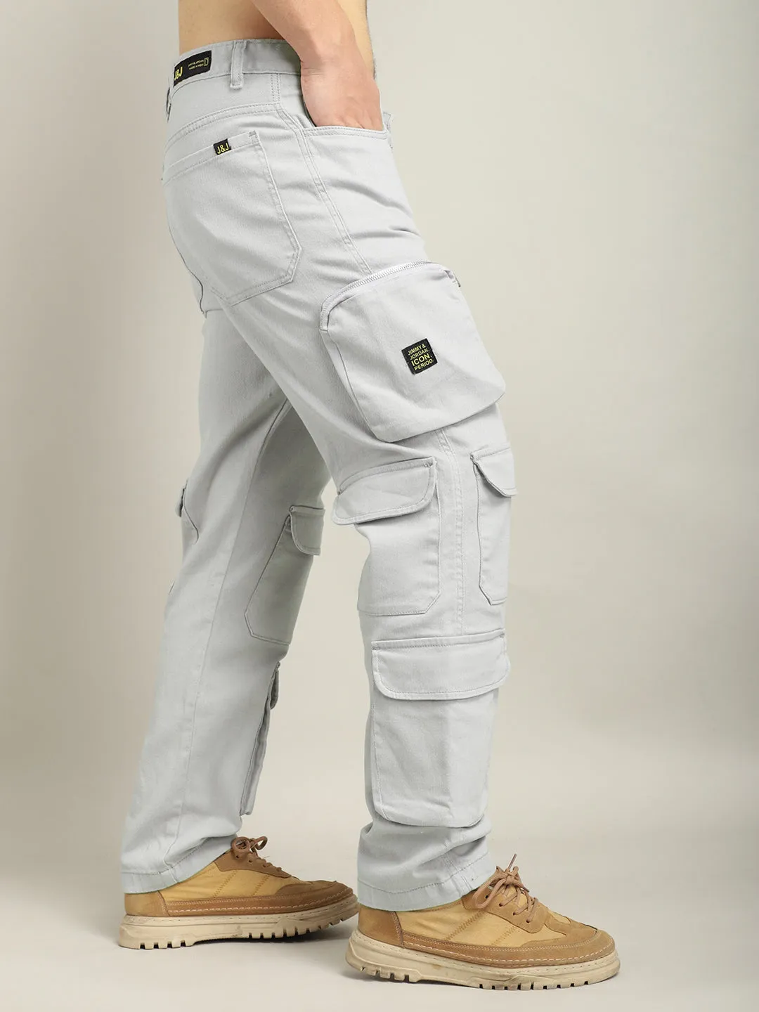 Lucas Multipocket Ash Grey Cotton Drill Cargo