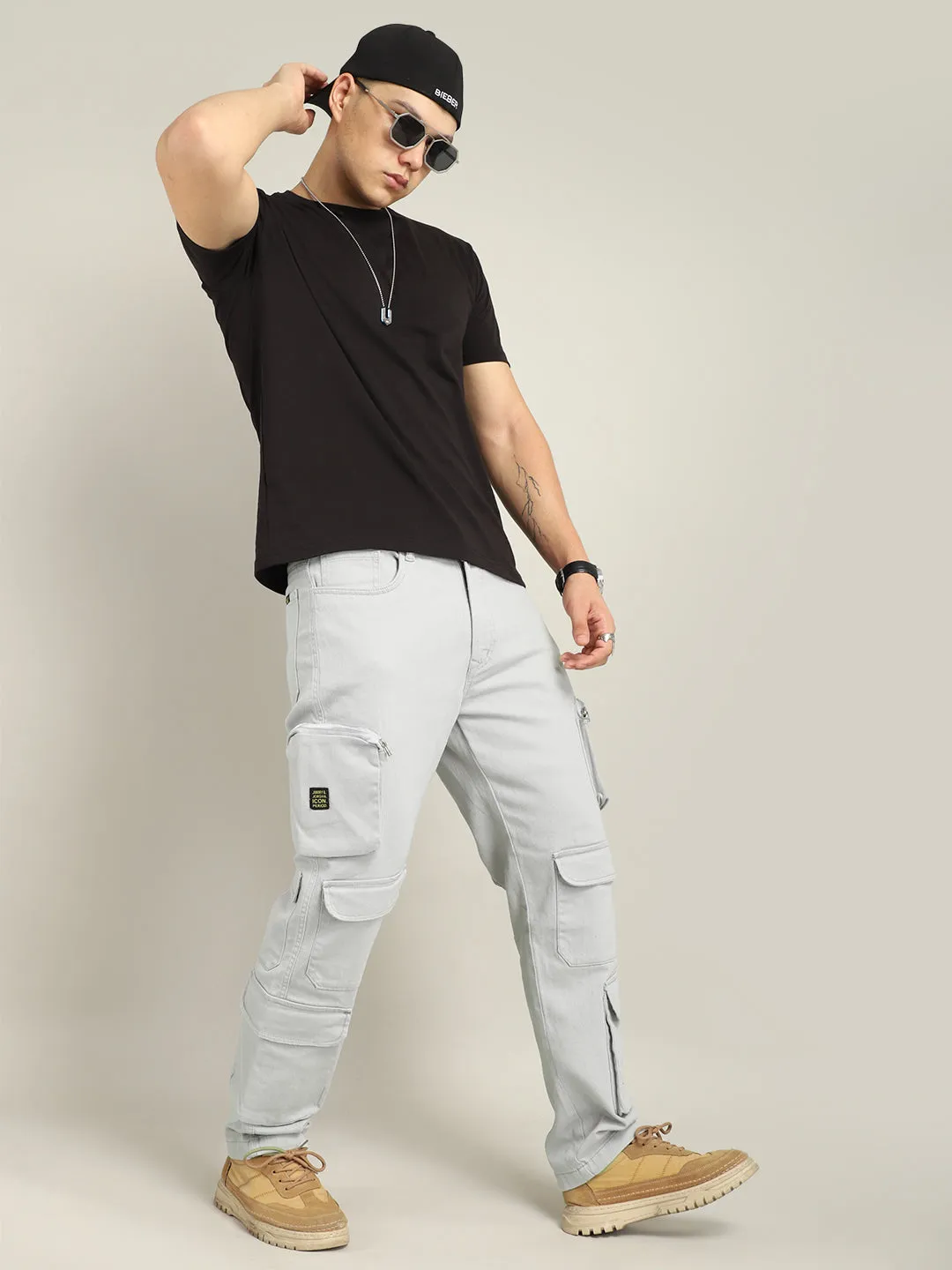 Lucas Multipocket Ash Grey Cotton Drill Cargo