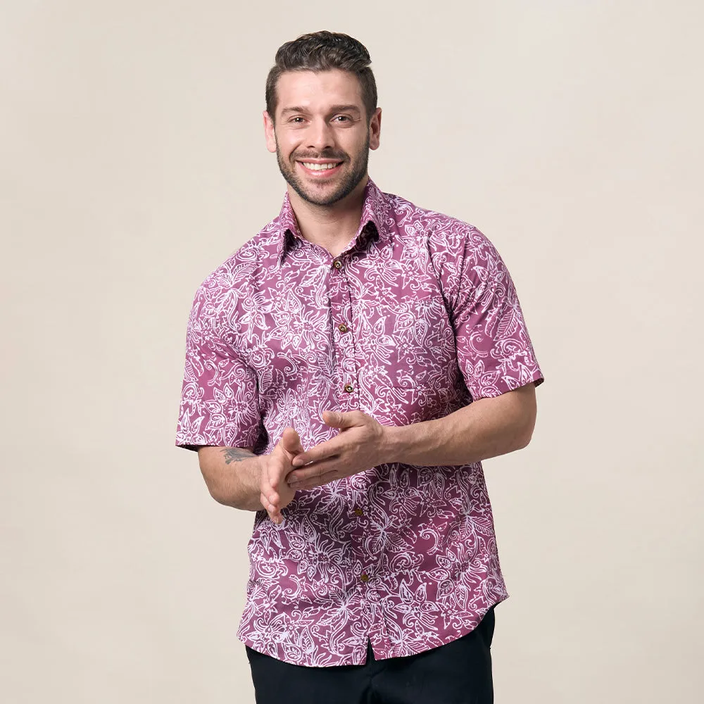Men's Batik Shirt - Pink Floret