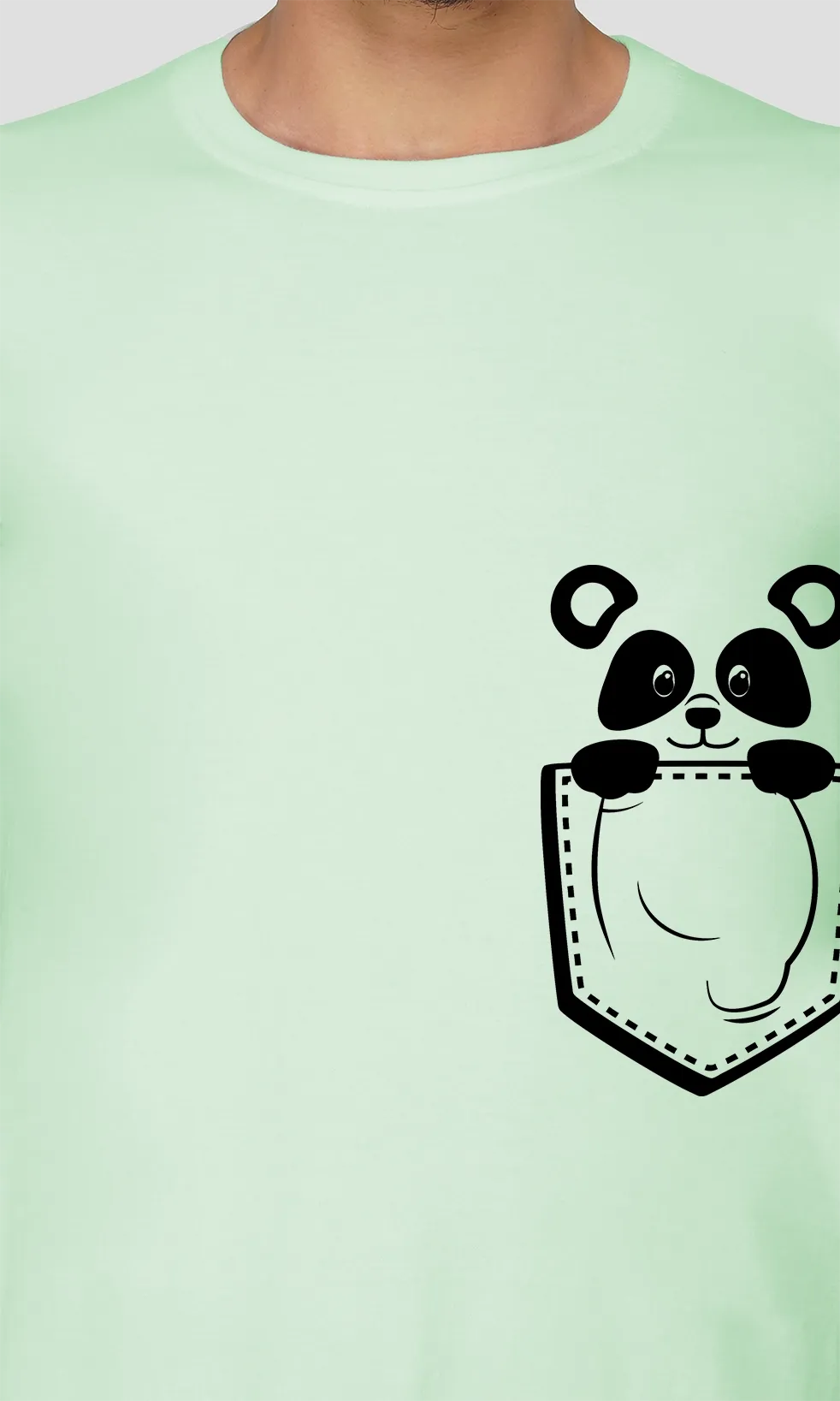 Men's Regular Fit Halfsleeves T-shirts - Panda In Pocket