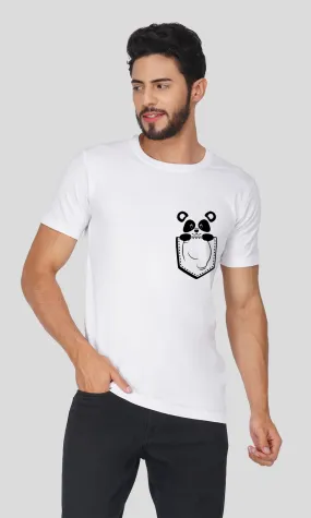Men's Regular Fit Halfsleeves T-shirts - Panda In Pocket