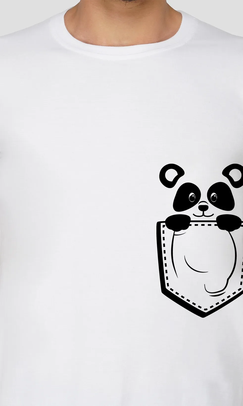 Men's Regular Fit Halfsleeves T-shirts - Panda In Pocket