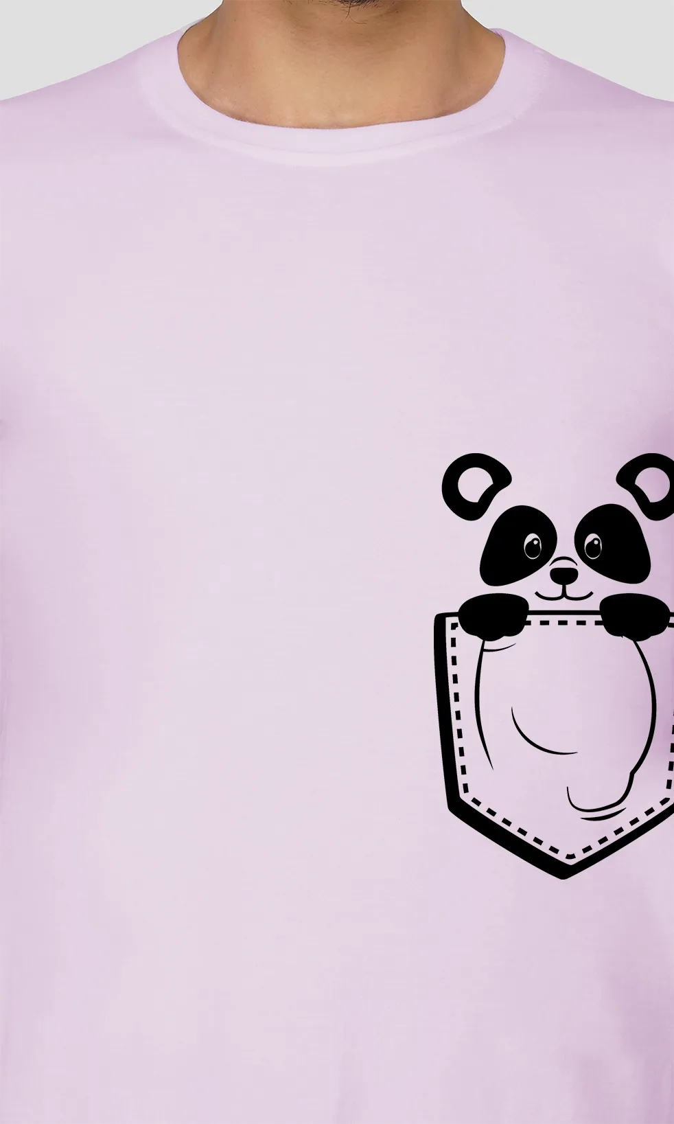 Men's Regular Fit Halfsleeves T-shirts - Panda In Pocket