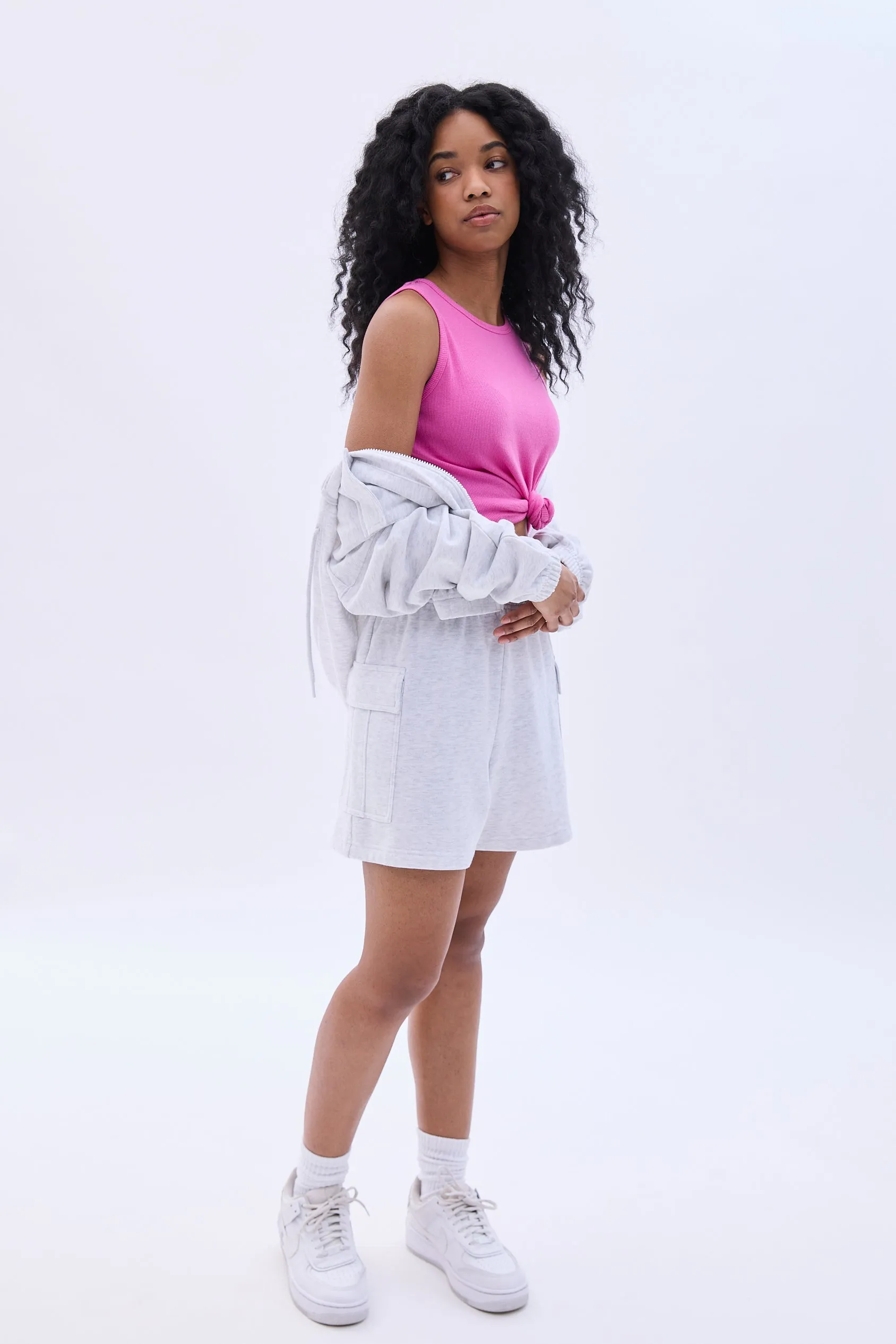 Mid Rise Fleece Cargo Short