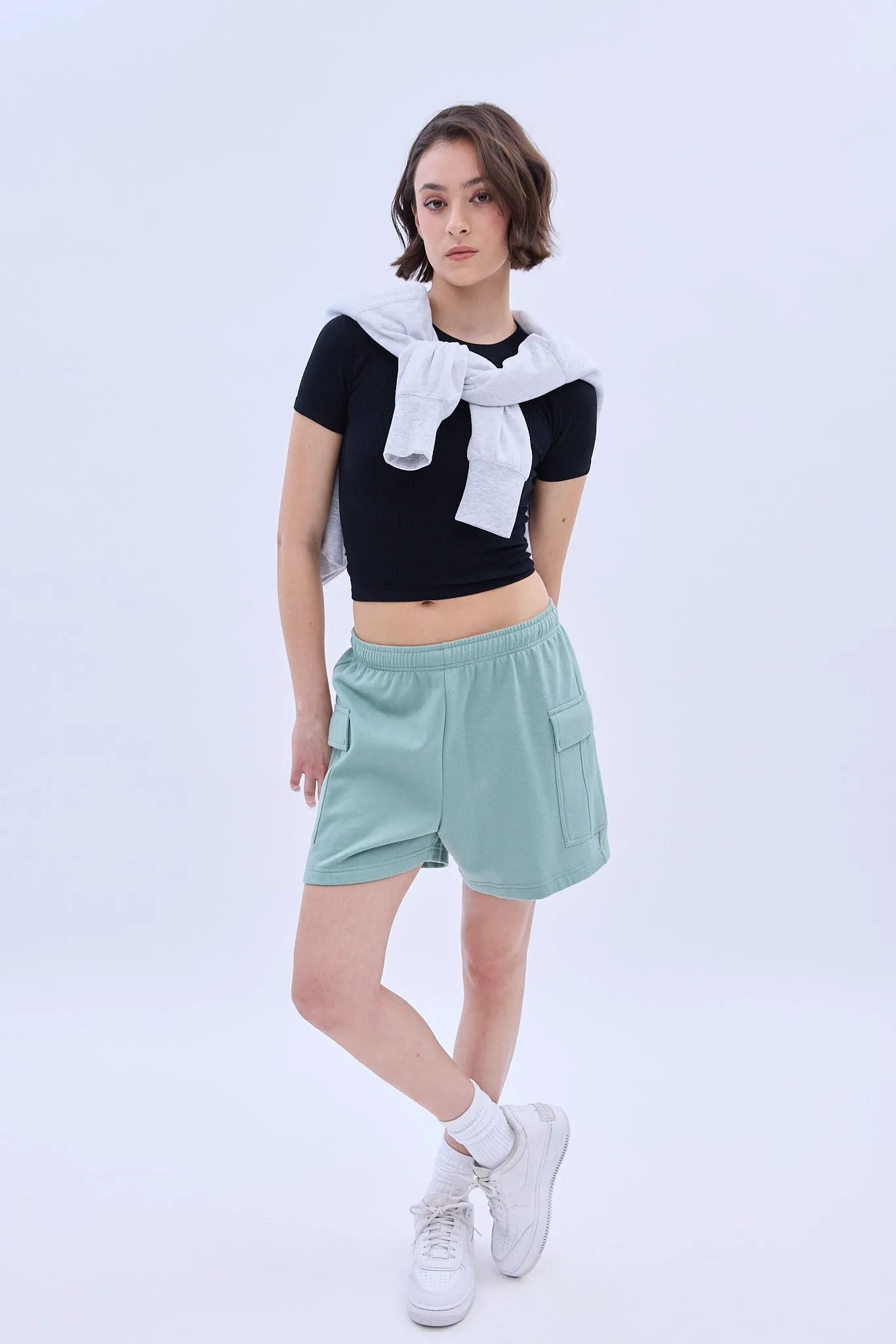 Mid Rise Fleece Cargo Short