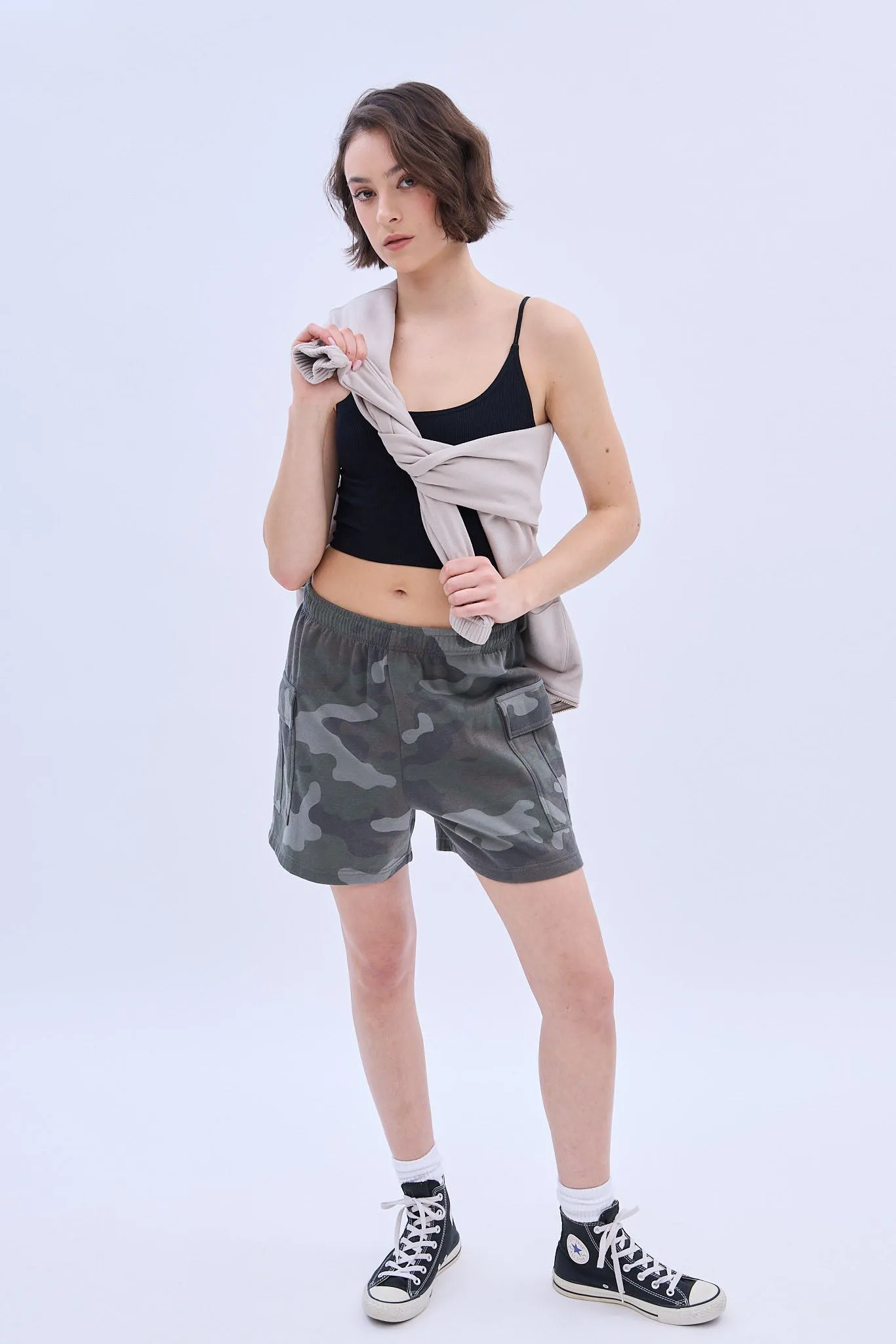 Mid Rise Fleece Cargo Short