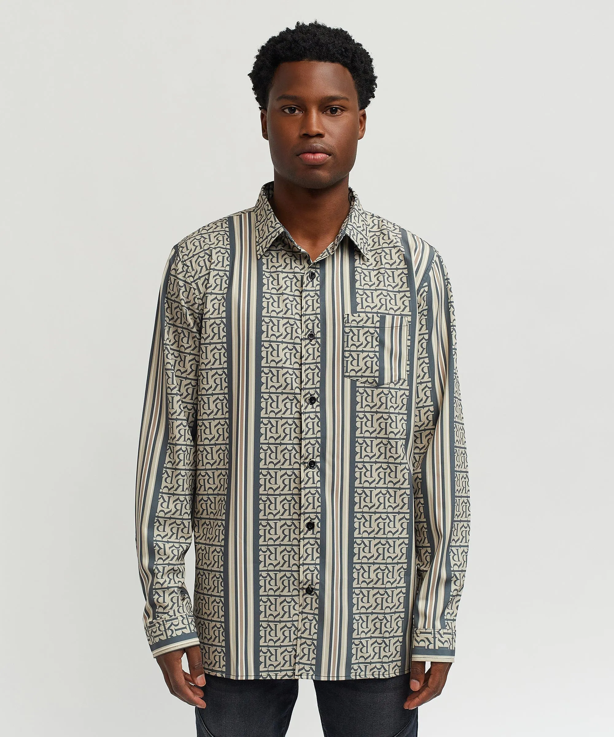 Monogram Long Sleeve Woven Shirt