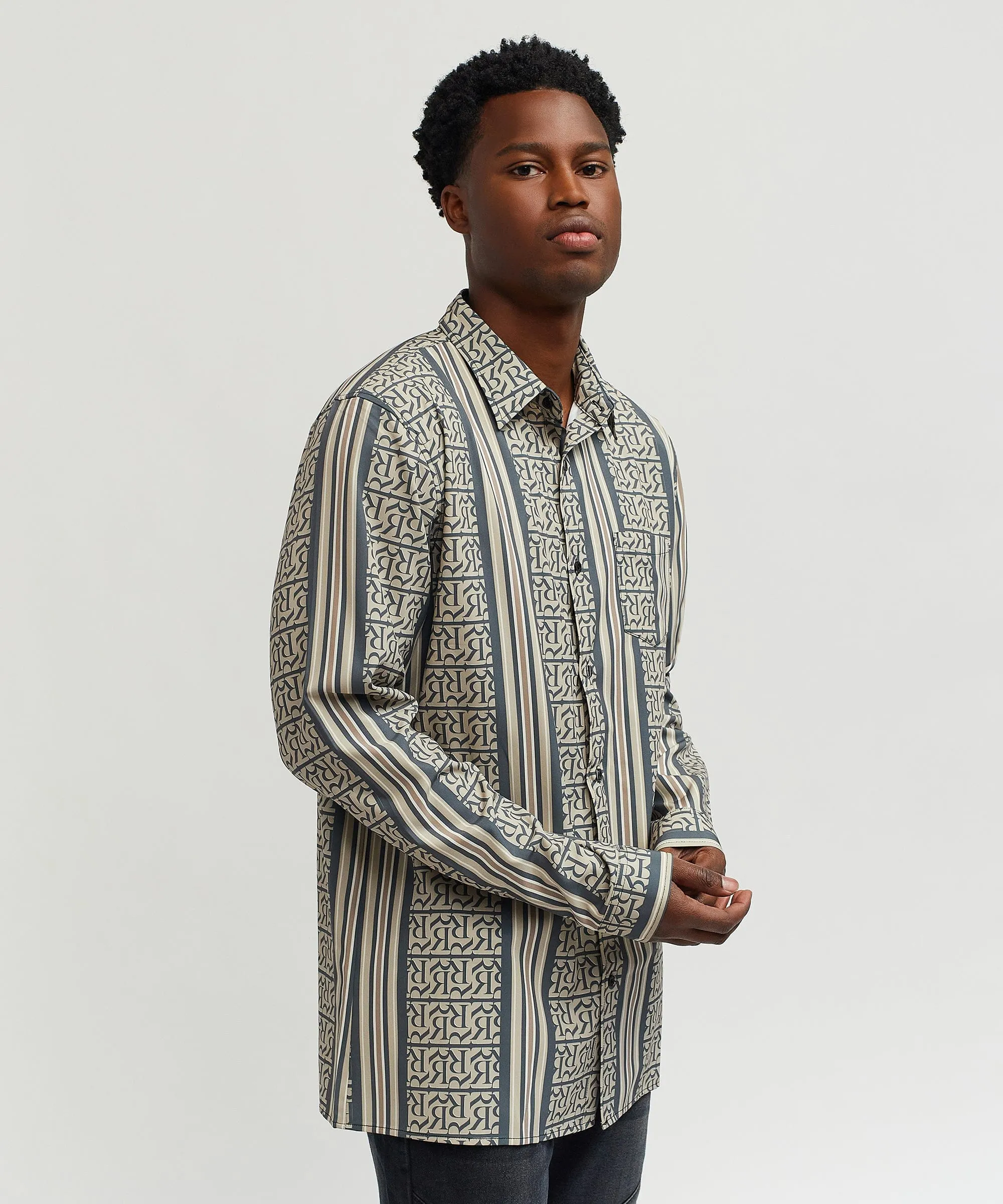 Monogram Long Sleeve Woven Shirt
