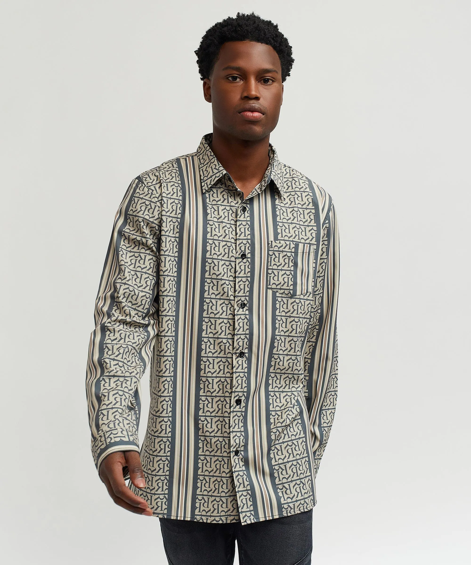 Monogram Long Sleeve Woven Shirt