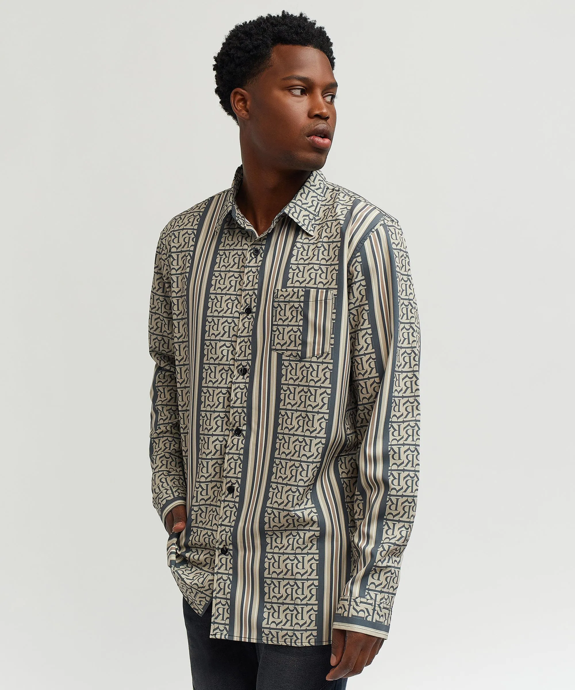 Monogram Long Sleeve Woven Shirt