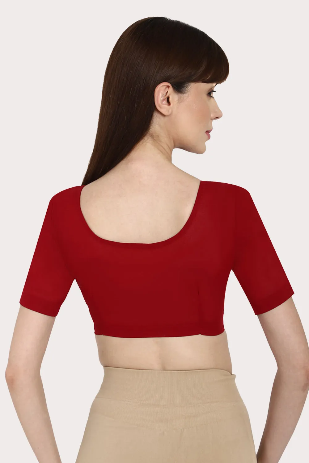 Naidu Hall Round neck long sleeve blouse - Light Maroon