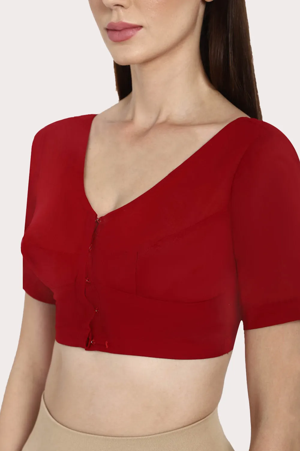 Naidu Hall Round neck long sleeve blouse - Light Maroon