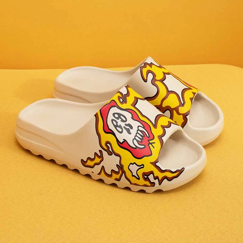 Purpdrank - Yellow White Casual Simplicity Printing Opend Comfortable Shoes