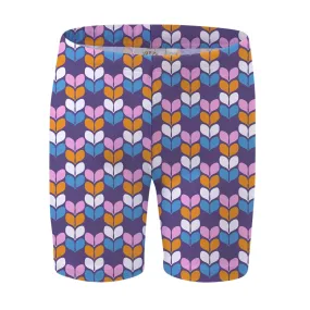 Retro Geo Petal LONG Swim Shorts