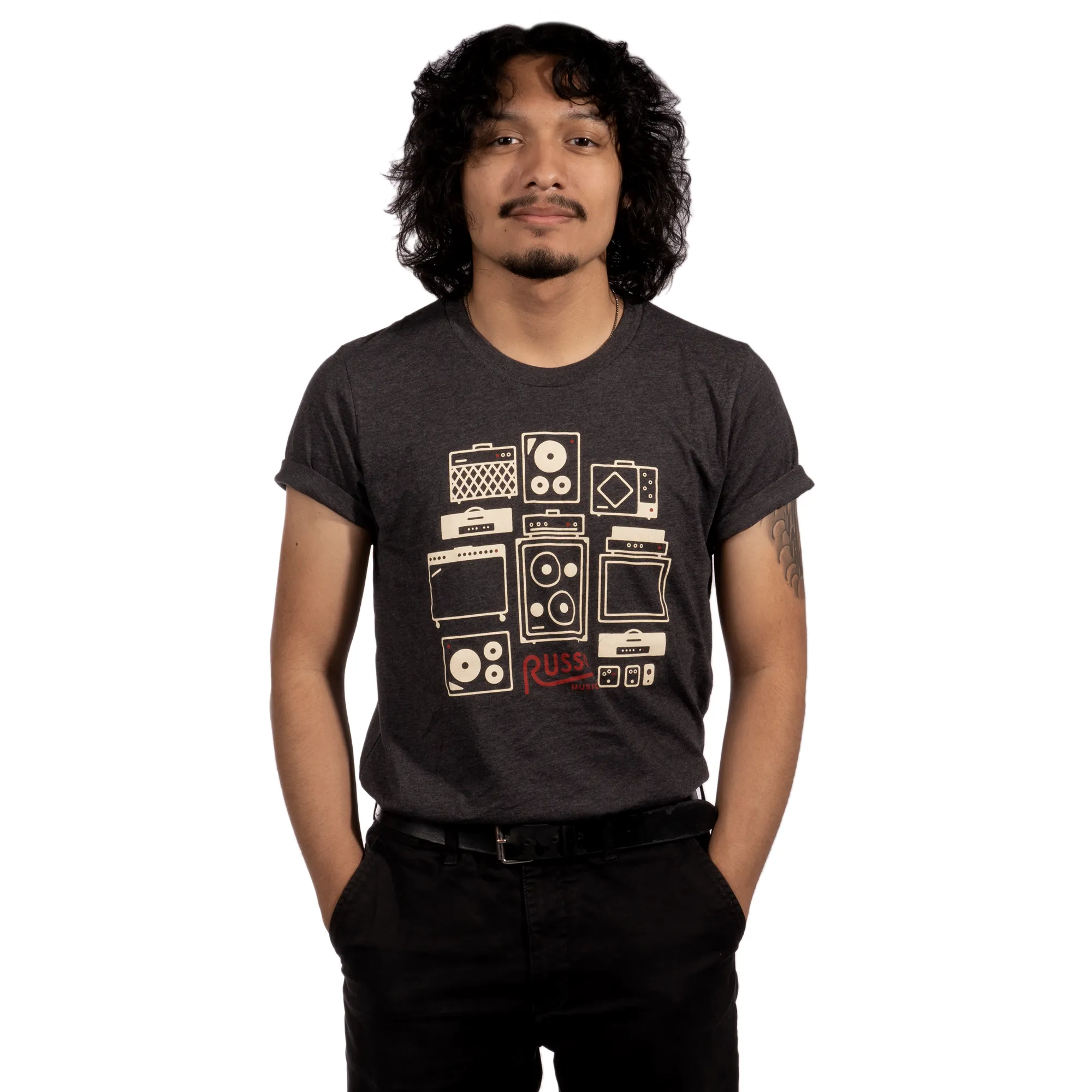 Russo Music 'Amps & Effects' T-Shirt - Heather Graphite