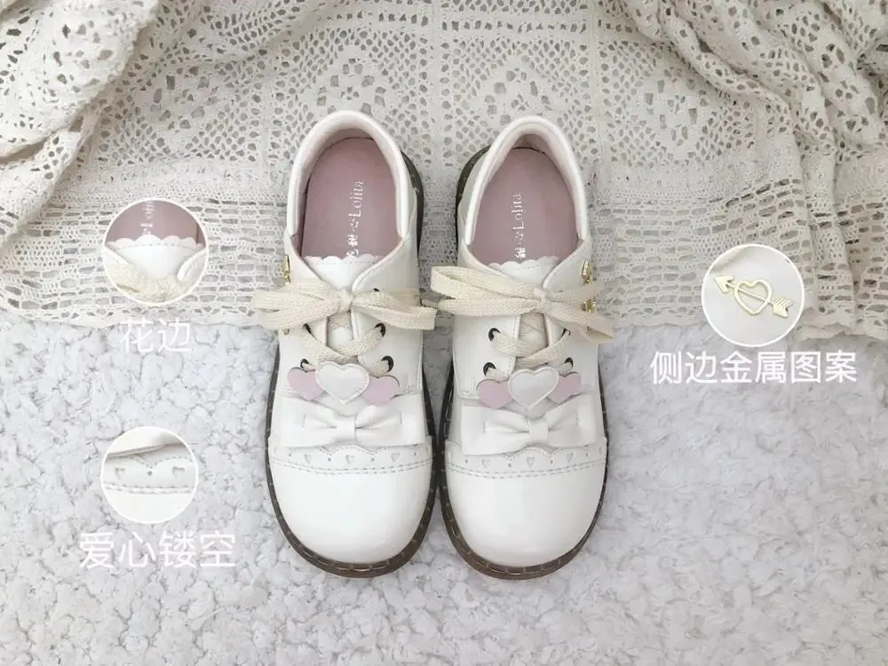 Sohiwoo Sweet Student Lolita Shoes Cute Lace Bowknot Kawaii Shoes College Style Vintage Round Head Comfortable Women Shoes Loli Cosplay