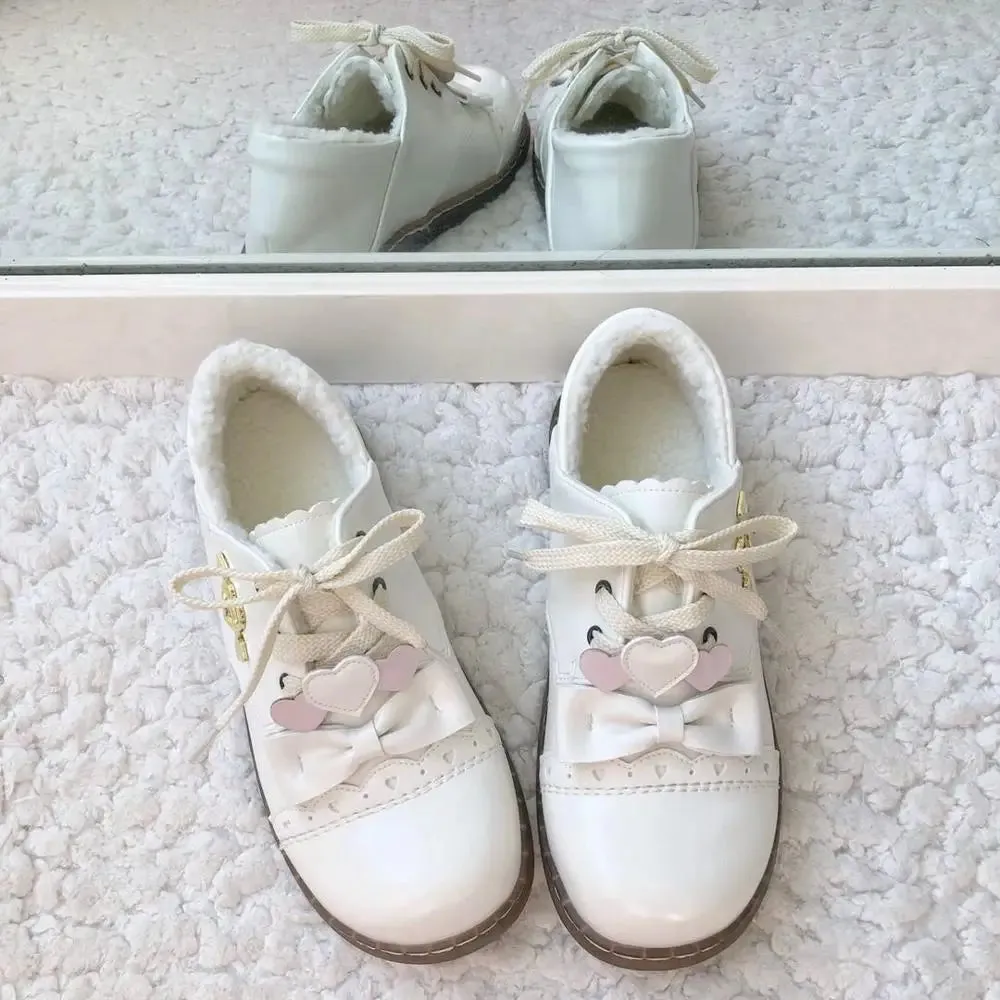 Sohiwoo Sweet Student Lolita Shoes Cute Lace Bowknot Kawaii Shoes College Style Vintage Round Head Comfortable Women Shoes Loli Cosplay