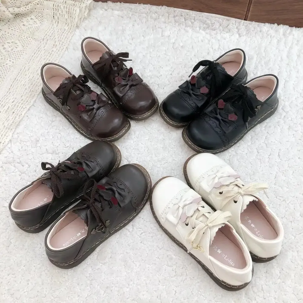 Sohiwoo Sweet Student Lolita Shoes Cute Lace Bowknot Kawaii Shoes College Style Vintage Round Head Comfortable Women Shoes Loli Cosplay