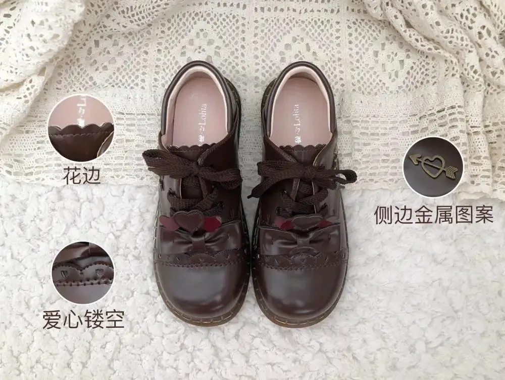 Sohiwoo Sweet Student Lolita Shoes Cute Lace Bowknot Kawaii Shoes College Style Vintage Round Head Comfortable Women Shoes Loli Cosplay