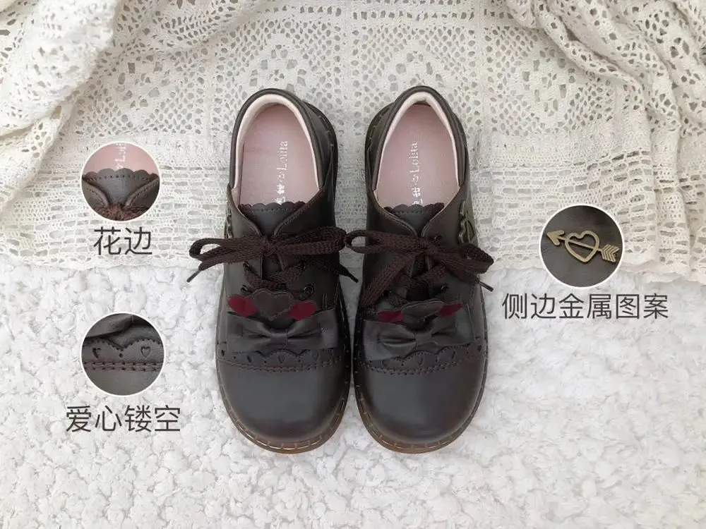 Sohiwoo Sweet Student Lolita Shoes Cute Lace Bowknot Kawaii Shoes College Style Vintage Round Head Comfortable Women Shoes Loli Cosplay