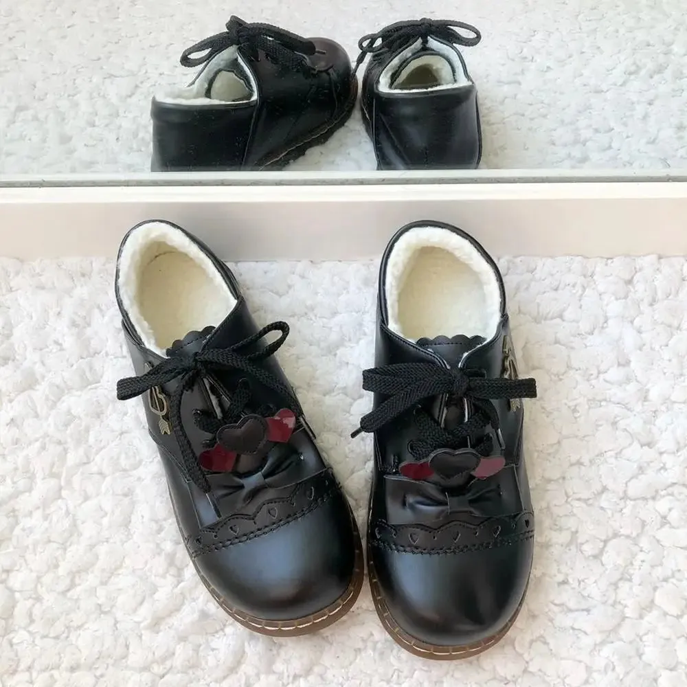 Sohiwoo Sweet Student Lolita Shoes Cute Lace Bowknot Kawaii Shoes College Style Vintage Round Head Comfortable Women Shoes Loli Cosplay