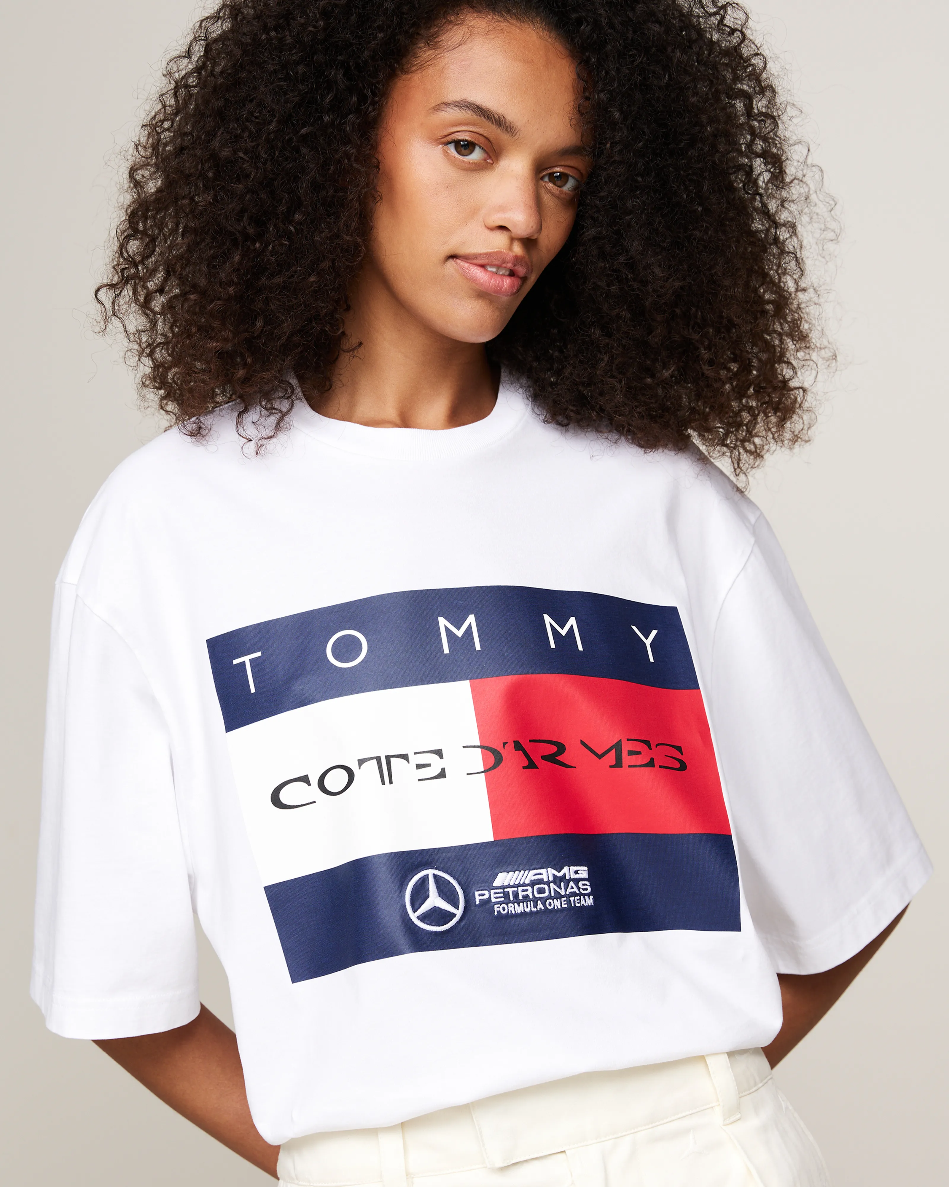 White Clarence Ruth Flag Tee with Tommy x Mercedes-AMG F1 Branding