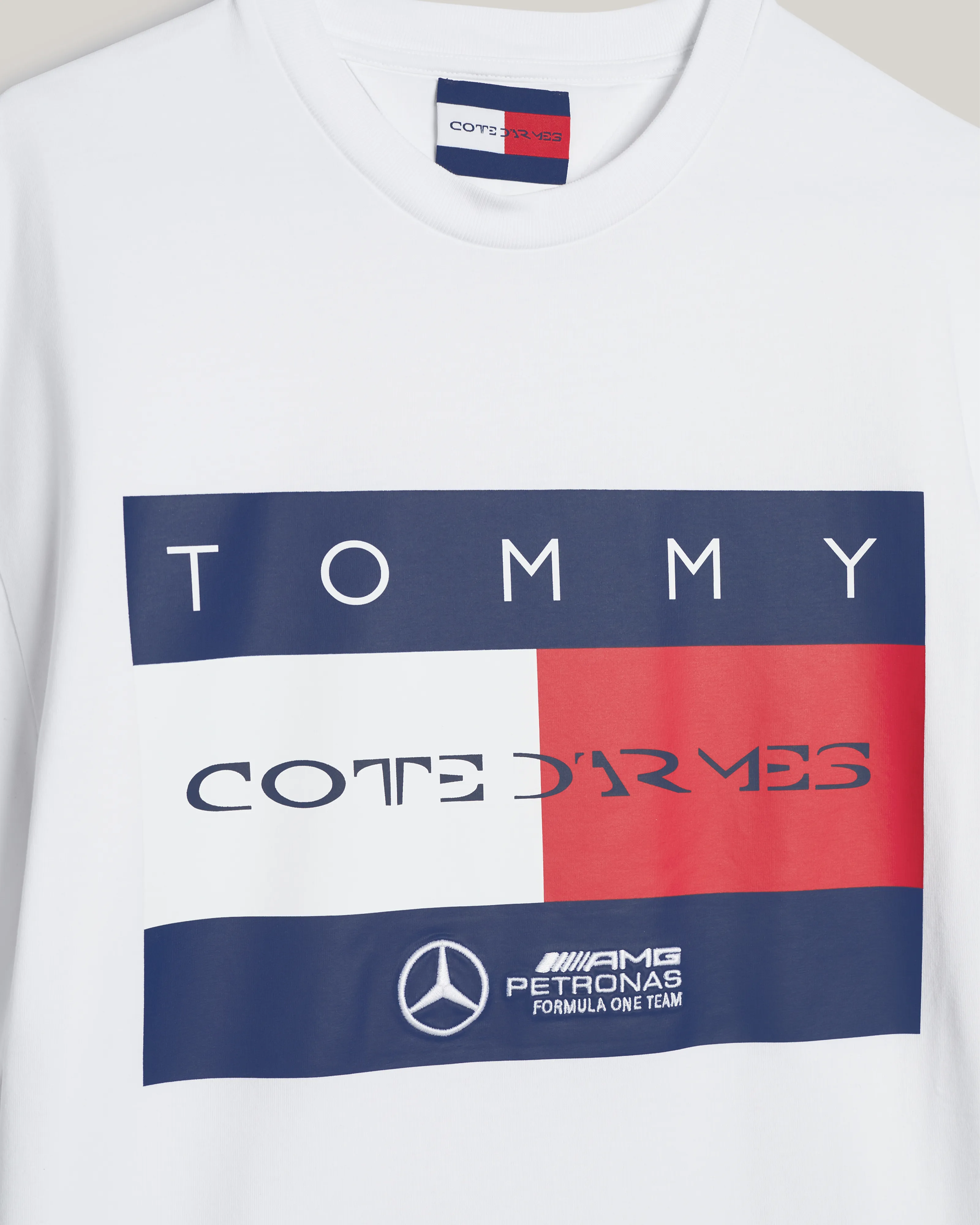 White Clarence Ruth Flag Tee with Tommy x Mercedes-AMG F1 Branding