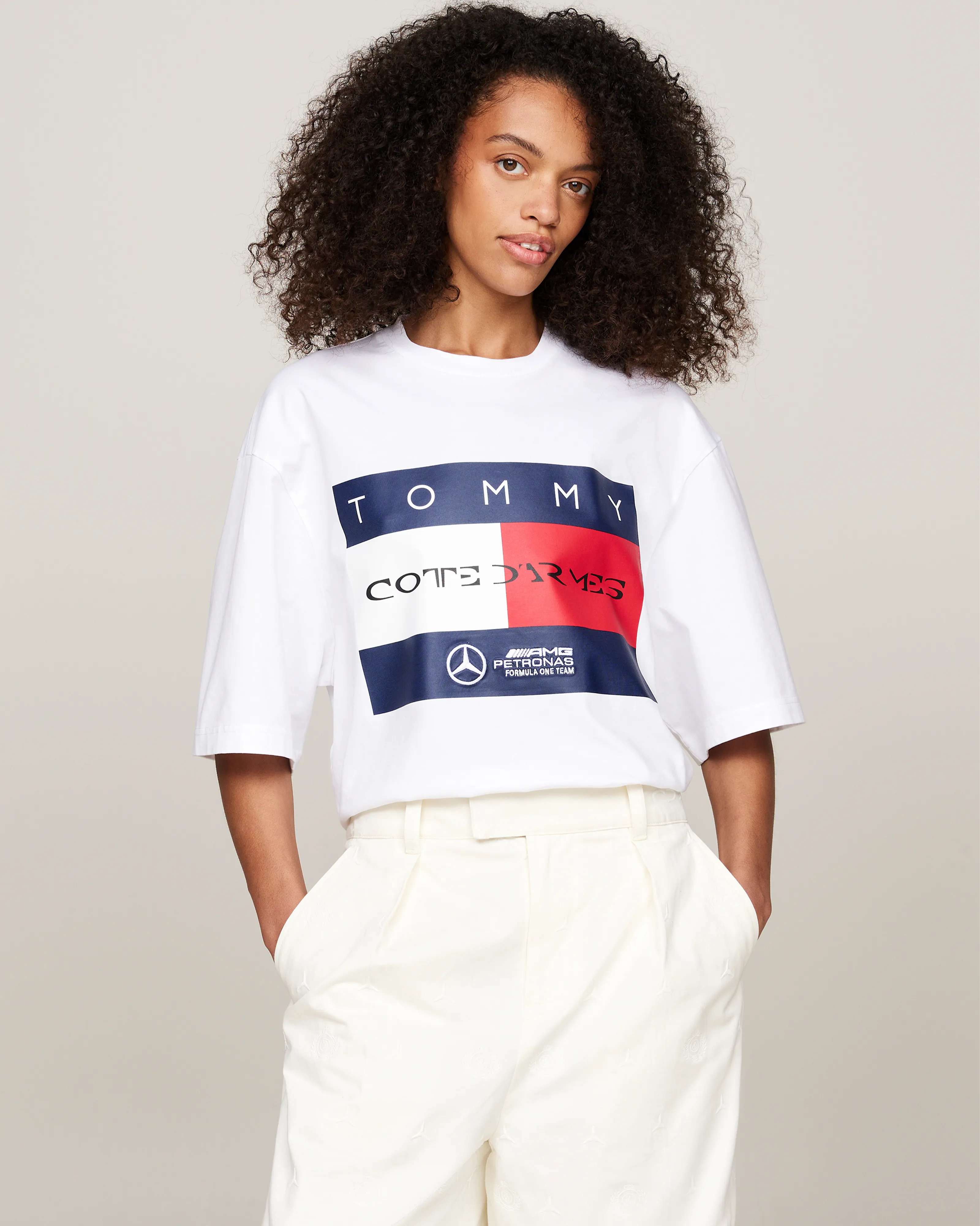 White Clarence Ruth Flag Tee with Tommy x Mercedes-AMG F1 Branding