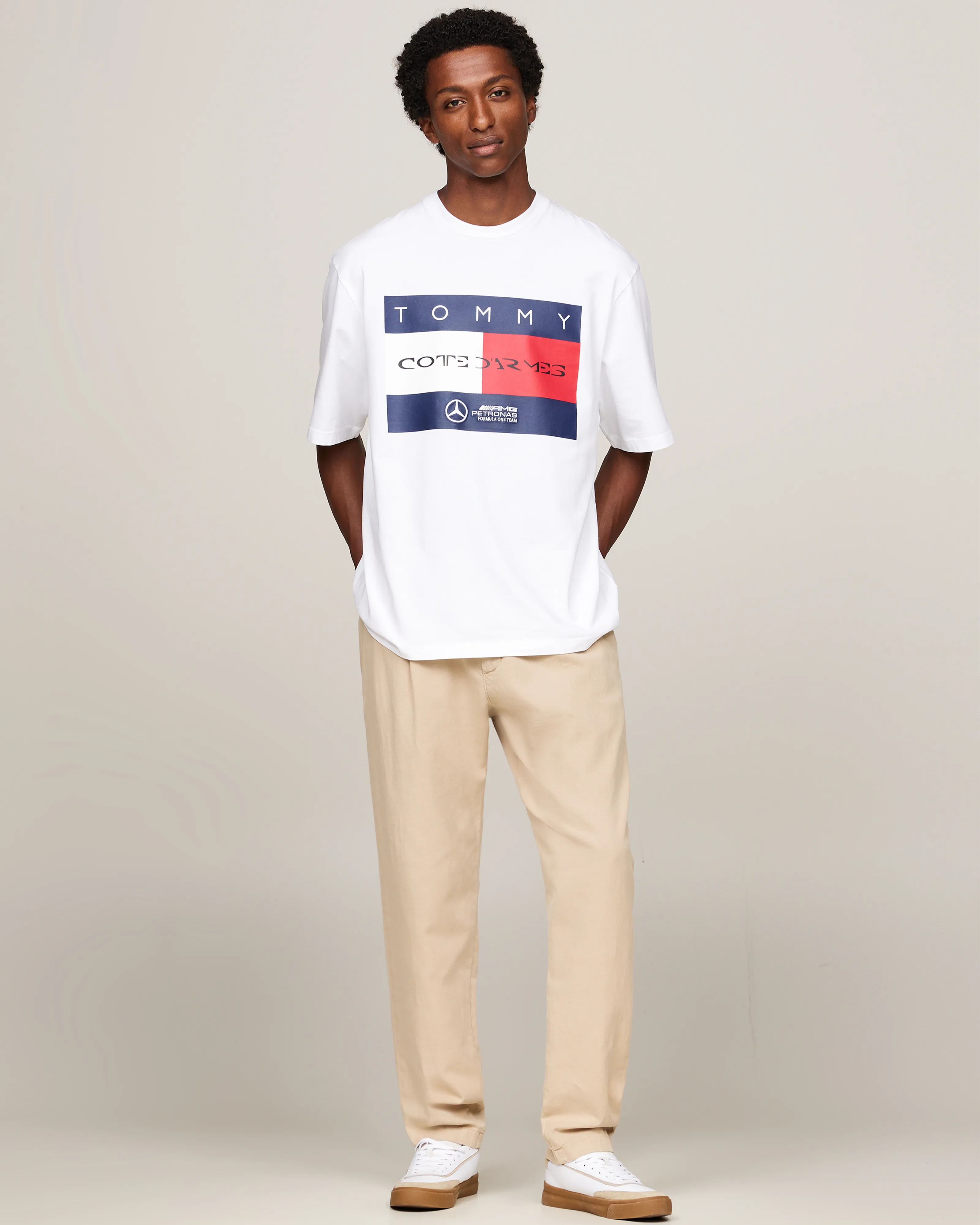 White Clarence Ruth Flag Tee with Tommy x Mercedes-AMG F1 Branding