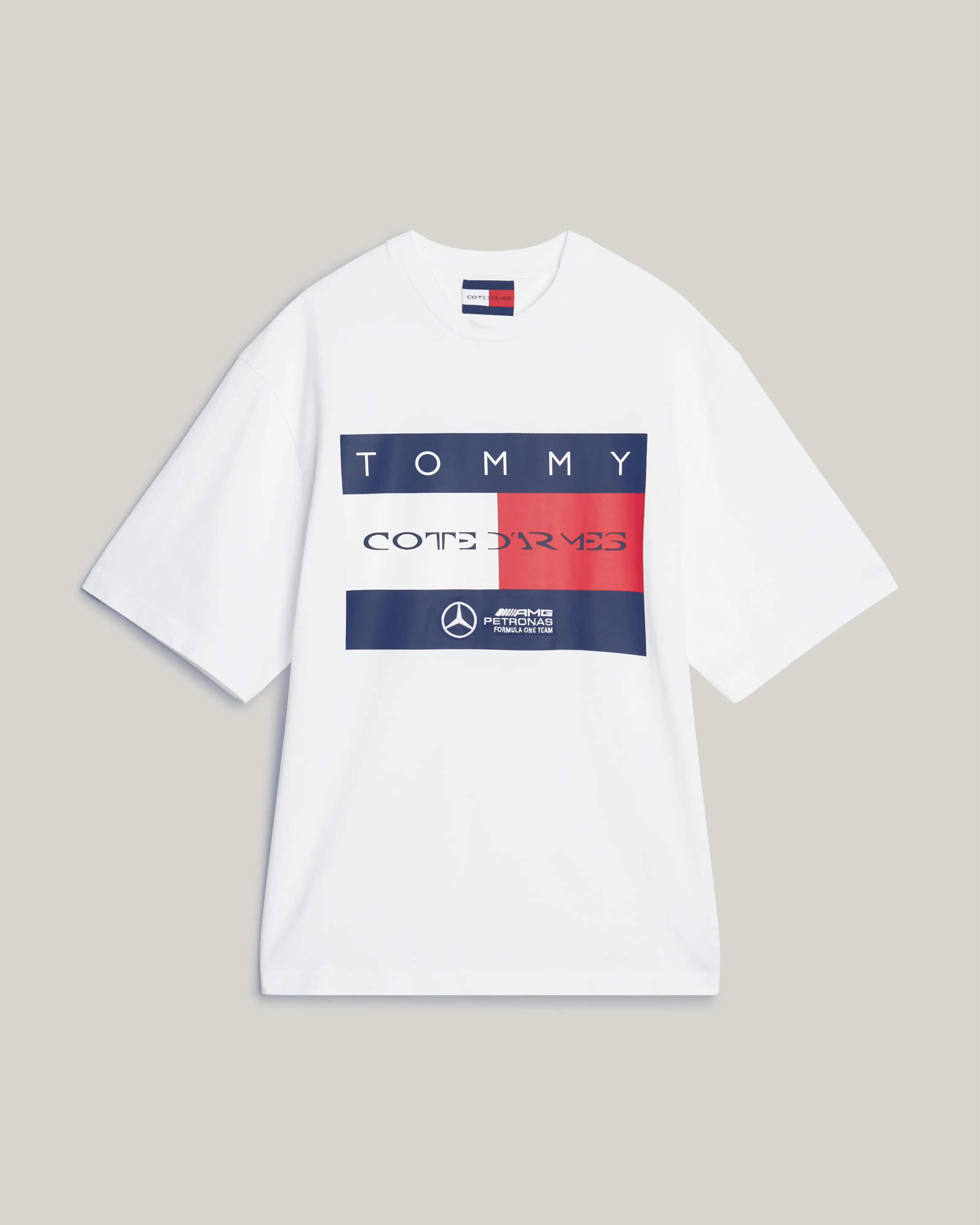 White Clarence Ruth Flag Tee with Tommy x Mercedes-AMG F1 Branding