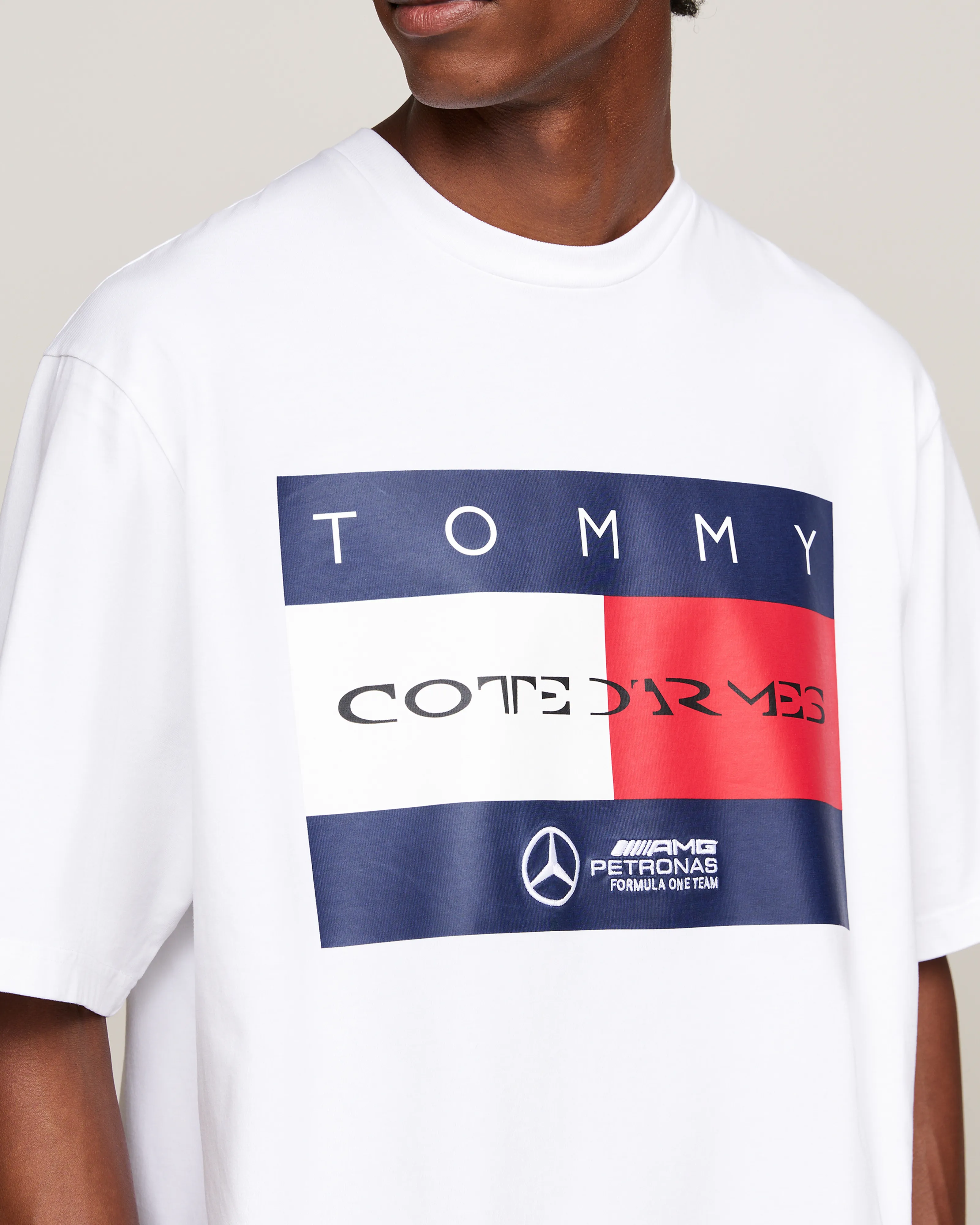 White Clarence Ruth Flag Tee with Tommy x Mercedes-AMG F1 Branding