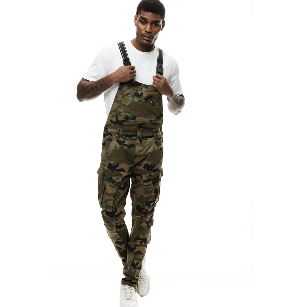 Woodland Camo Utility Cargo Overalls for Men - Durable and Multi-Pocket Design