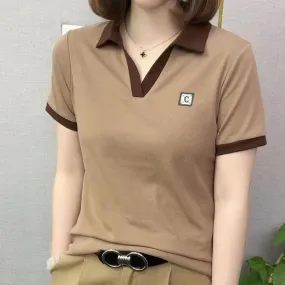 Women's Short Sleeve Solid Color T-Shirts 566149